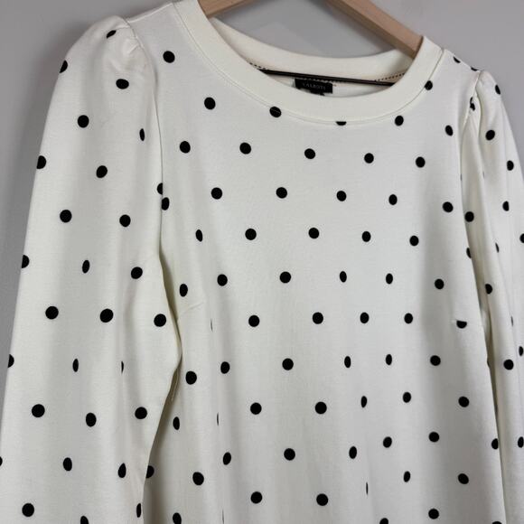 Talbots Shift Dress Women Medium White Black Terry Joy Dot Round Neck Preppy NWT - Picture 3 of 8